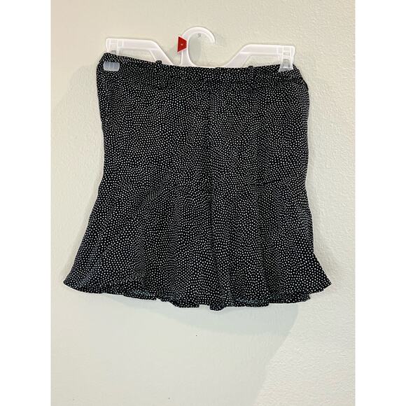 ZARA Skort Womens Small Black White Mini Polka Dot Front Tie Side Zip - Picture 3 of 6